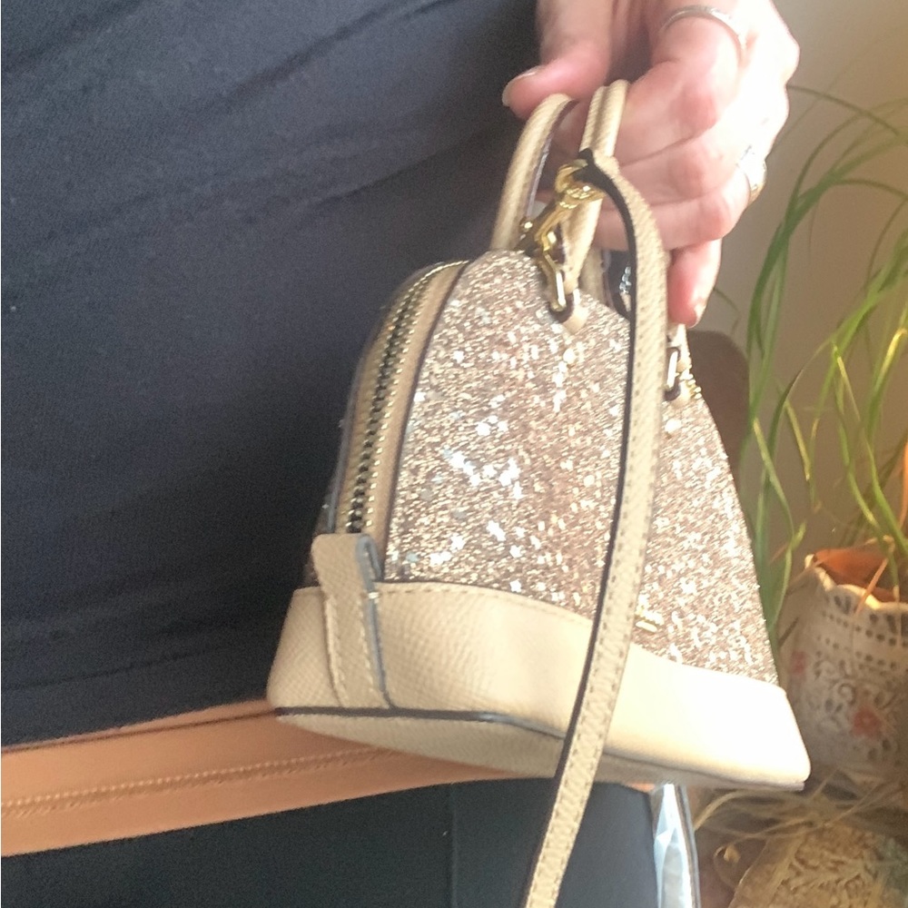 Authentic COACH Leather/glitter stars small zip top satchel/Crossbody - Picture 8 of 16